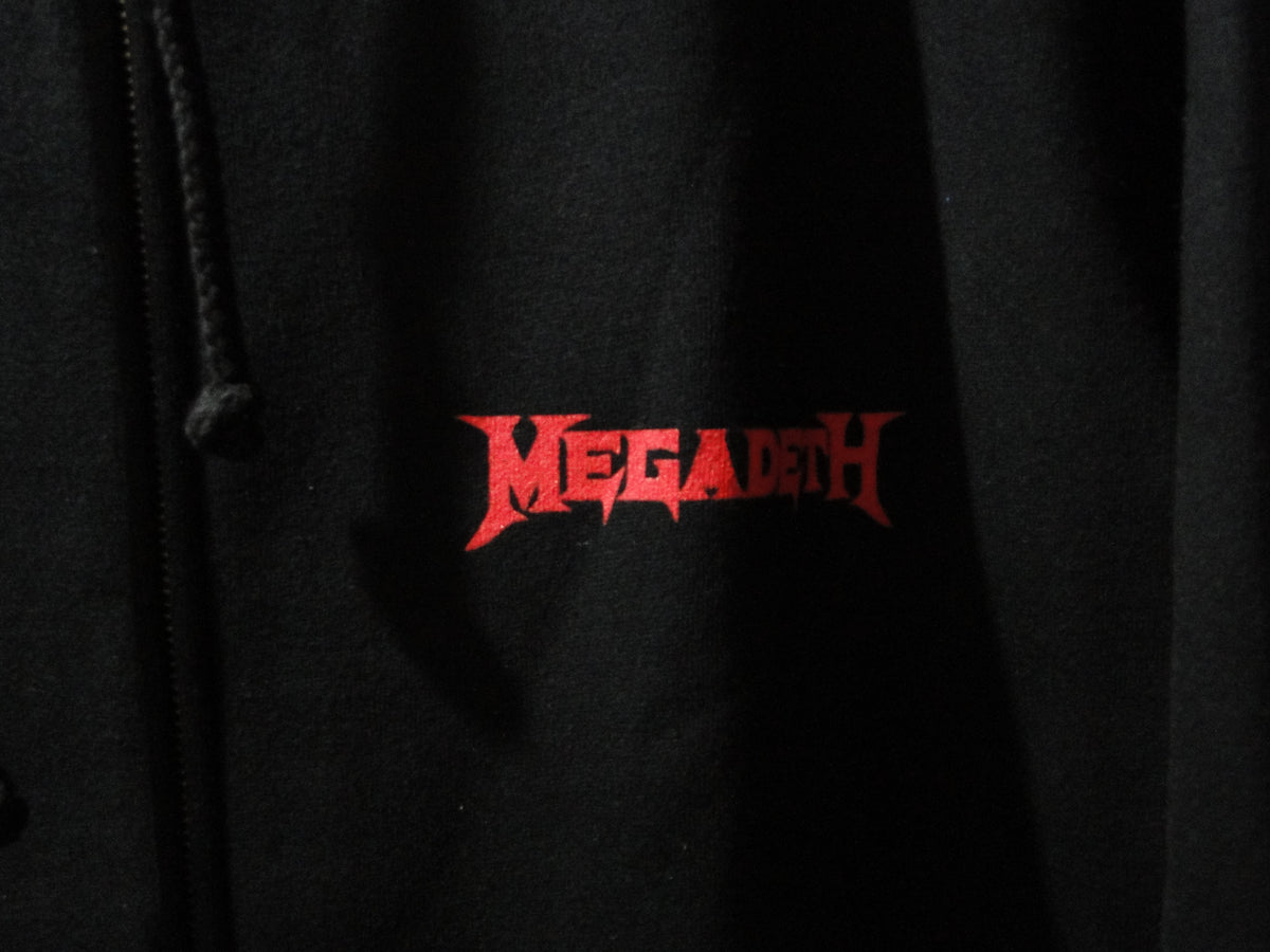 BNWOT Official MEGADETH Zip HOODIE Red Writing Skull Glasses