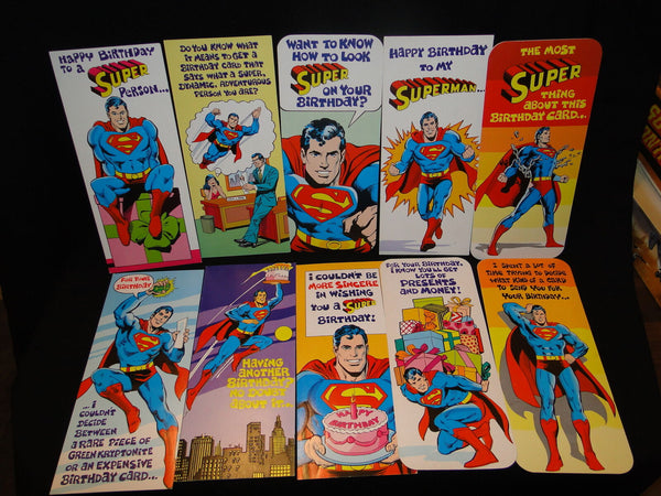 10 Original 1970's Vintage Embossed Superman Birthday Cards DC Comics lot 2