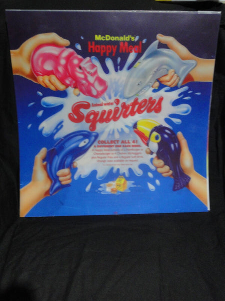 Vintage McDonalds Happy Meal Rare Squirters Advertising Sign Translite 55x55cm