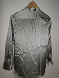 BNWOT PDN London Metallic Grey Grandad Banded Women's 100% silk Shirt size 4 16