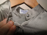 BNWOT PDN London Metallic Grey Grandad Banded Women's 100% silk Shirt size 4 16