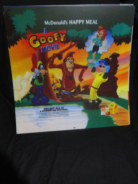 Vintage McDonalds Happy Meal Advertising Sign Goofy Movie Translite 55x55cm