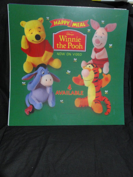 Vintage McDonalds Happy Meal Advertising Sign Winnie the Pooh Translite 55x55cm