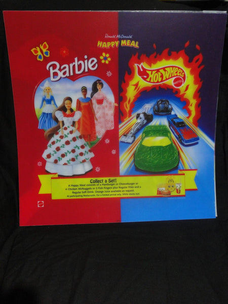 Vintage McDonalds Happy Meal Barbie Hotwheels Advertising Sign Translite 55x55 1