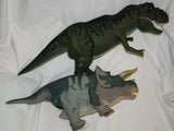RARE Jurassic Park The Lost World T-Rex & Triceratops rubber full boddy puppet