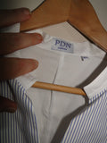 BNWOT PDN London White Blue Striped Bib Women's Zip Shirt size 16