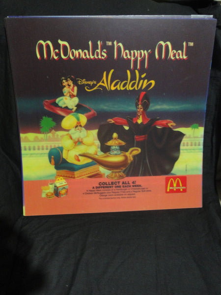 Vintage McDonalds Happy Meal Advertising Sign Disney Aladdin Translite 55x55cm