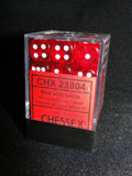 4x CHESSEX dice CHX 23608 12 smoke with white CHX 23804 Red with white wargames