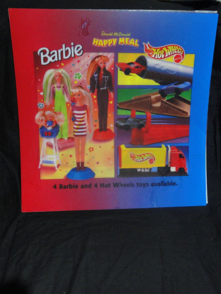 Vintage McDonalds Happy Meal Barbie Hotwheels Advertising Sign Translite 55x55 2