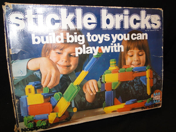 Vintage Denys Fisher STICKLE BRICKS SUPER SET Children's construction set boxed