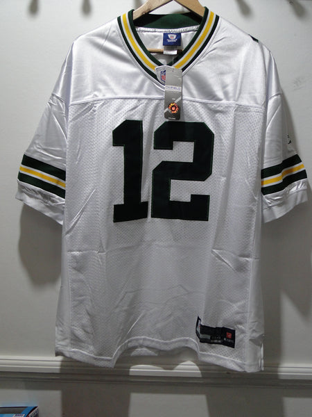 BNWT American Football NFL Top By Reebok White & Green 12 Rodgers