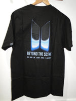 NEW Official BTS World Tour Beyond The Scene Black T-Shirt Light Blue Logo