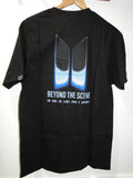 NEW Official BTS World Tour Beyond The Scene Black T-Shirt Light Blue Logo