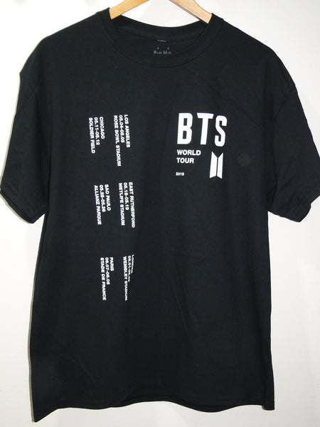 Official BTS World Tour 2019 Tour Dates Silver Logo Black Large BNWOT